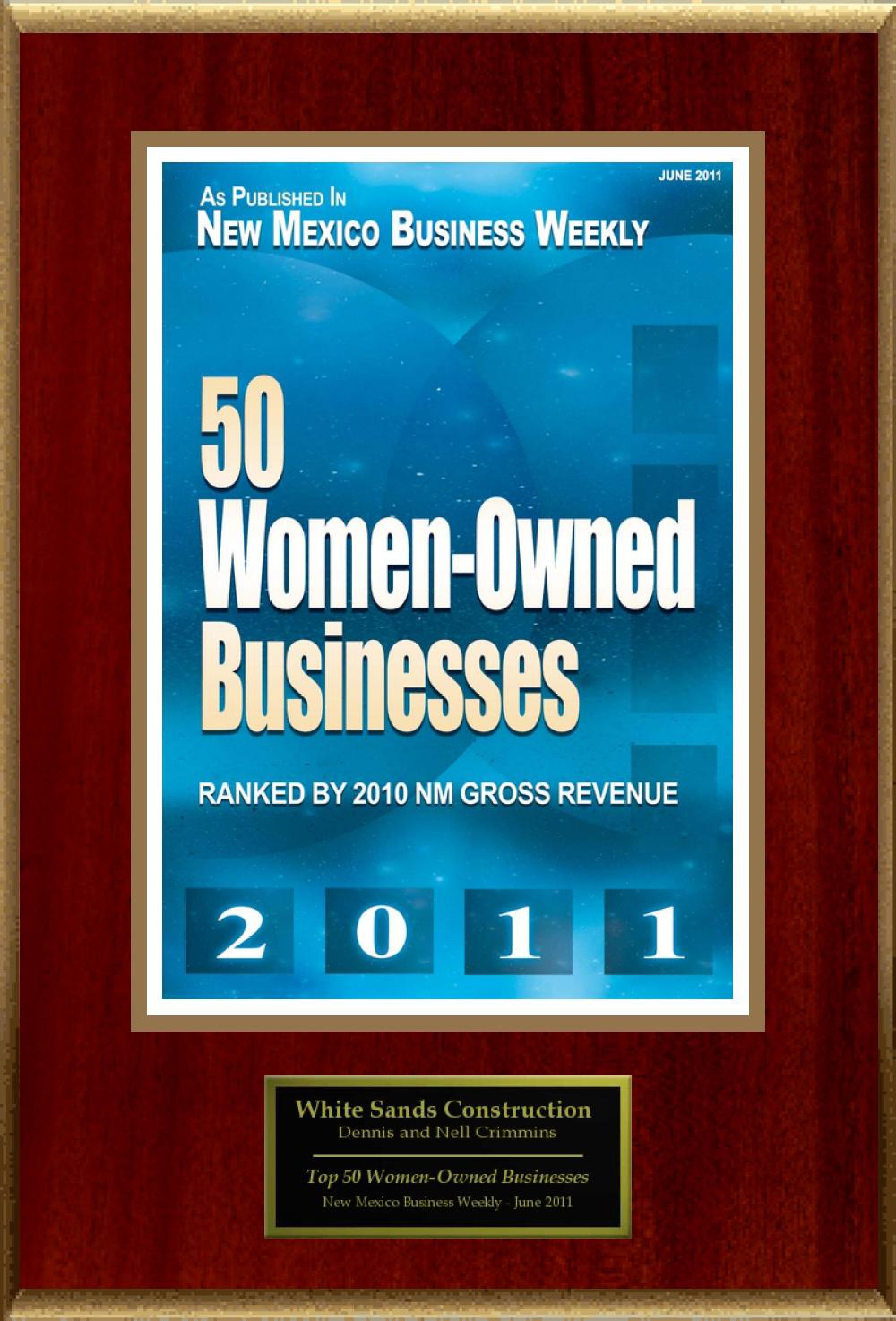 Award - 2010 Top Women Owned Businesses in NM