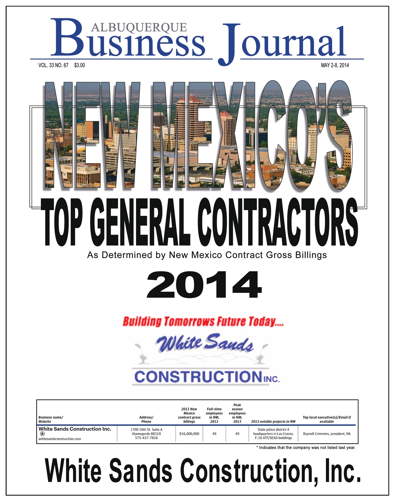 Award - 2014 Top General Contractors  in NM