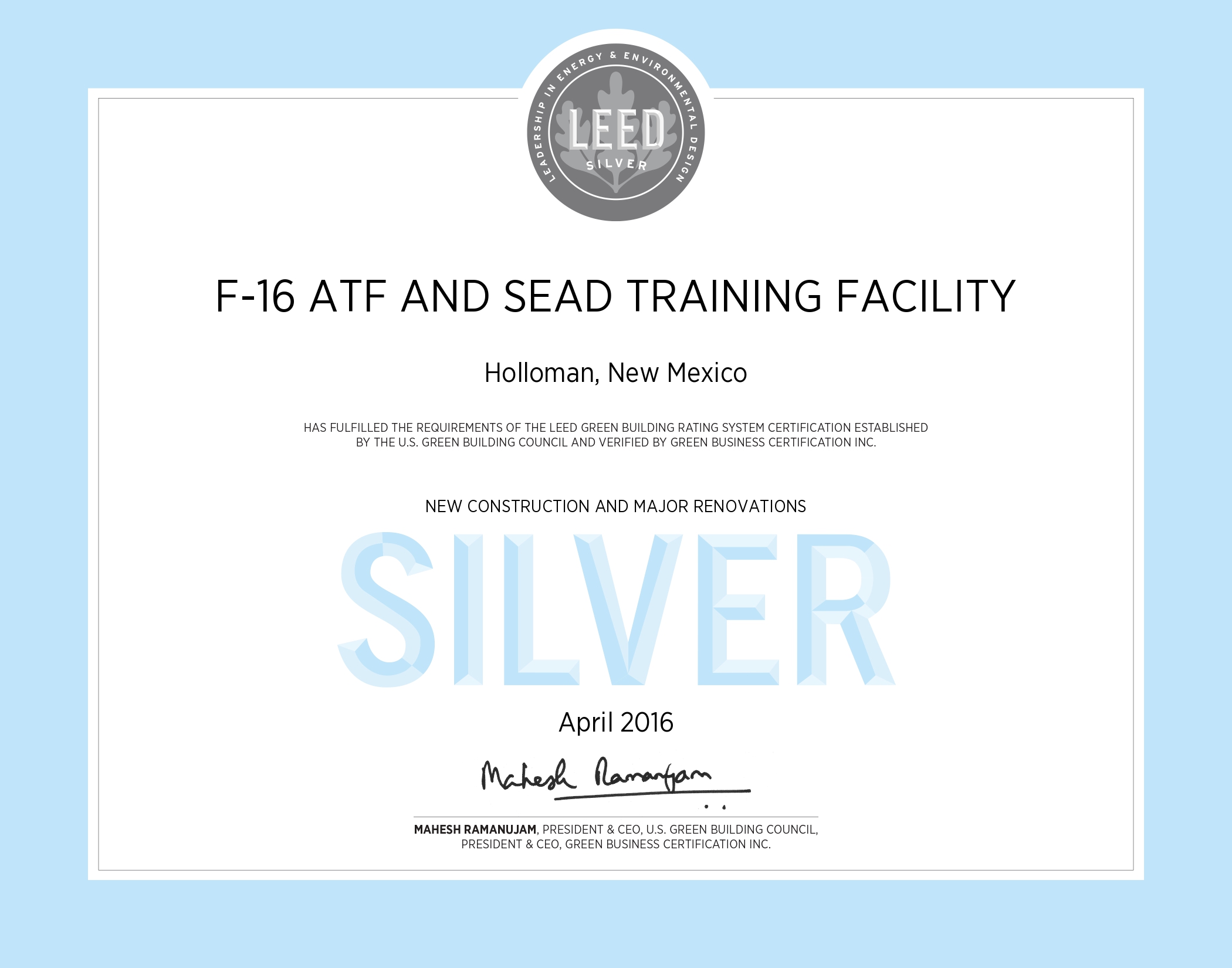 LEED - FY12 - SEAD  ATF - Silver Certificate