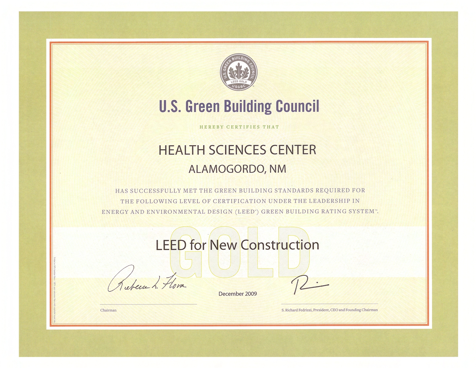 LEED - Health Sciences Center - Gold Certificate