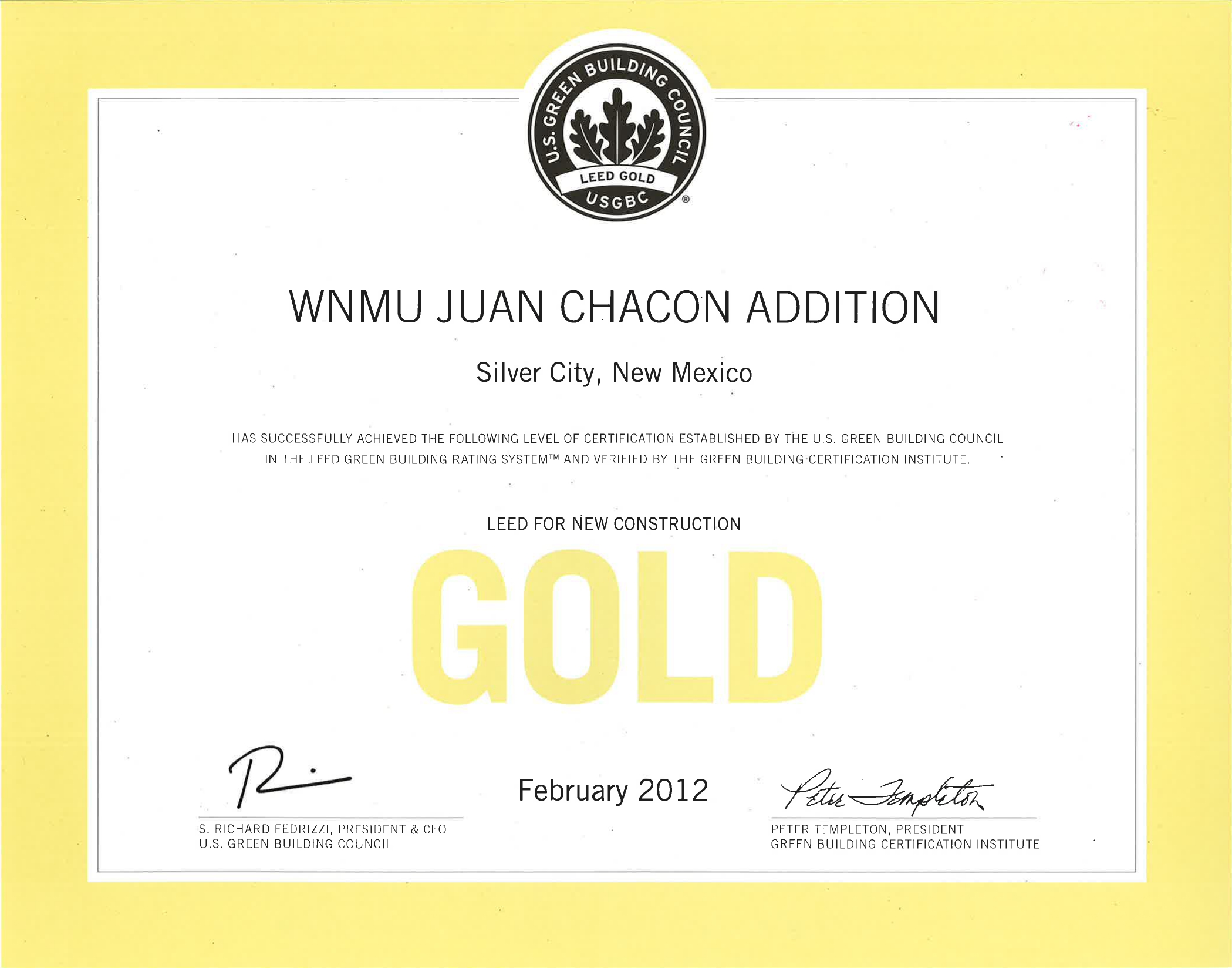 LEED - Juan Chacon - Gold Certificate