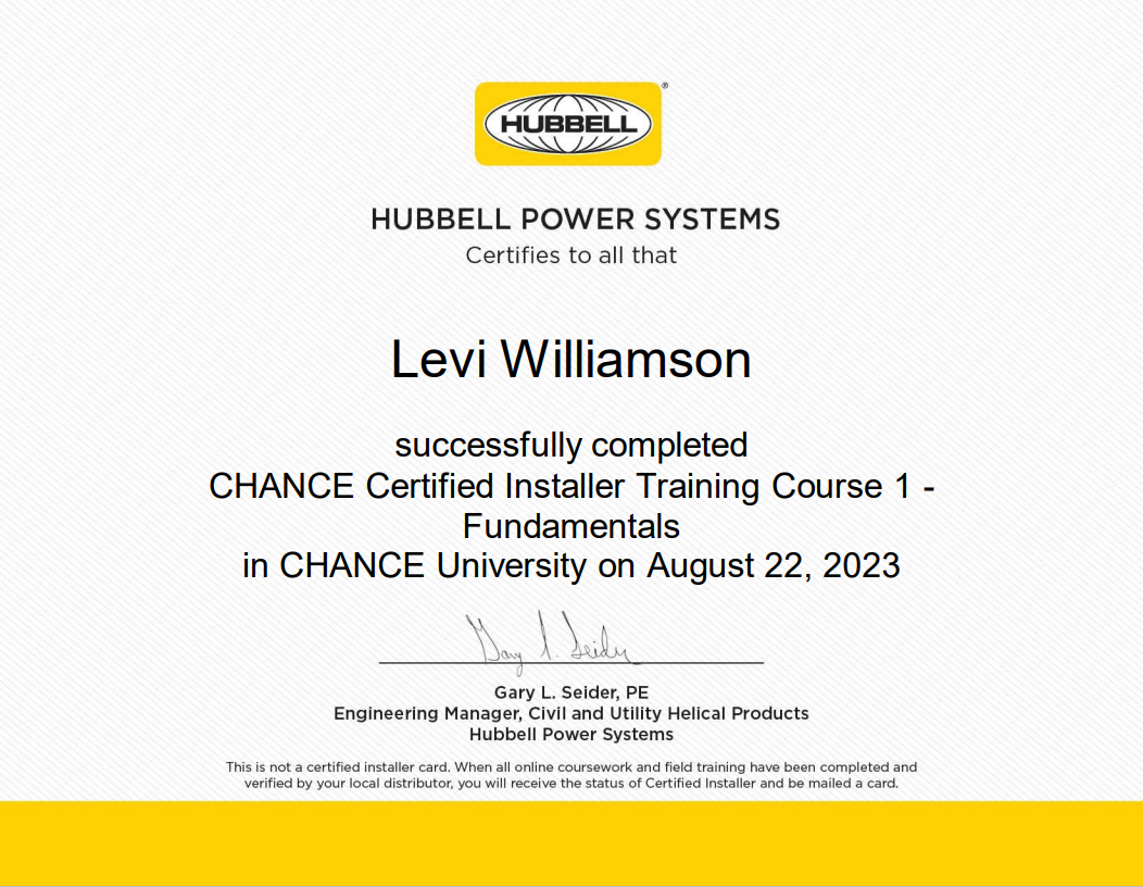 Hubbell Power Systems - Levi Williamson